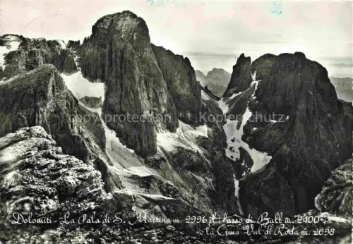 AK / Ansichtskarte Cima Val di Roda 2698m Siror Trient Trento IT Dolomiti La Pala di San Martino Passo di Ball Gebirgswelt Dolomiten