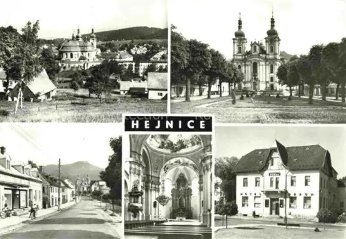 AK / Ansichtskarte Hejnice Haindorf CZ Panorama Kirche Inneres Strassenpartie Hotel Perun
