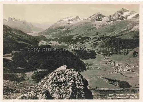 AK / Ansichtskarte Muottas Muraigl Muottas Murail 2453m GR mit Celerina und St Moritz