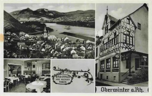 AK / Ansichtskarte Oberwinter Rhein Remagen Panorama Blick ueber den Rhein Gasthof zum goldenen Anker Gastraum