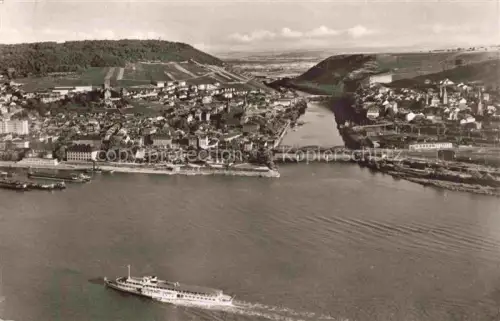 AK / Ansichtskarte Bingen Rhein Rheinland-Pfalz und Bingerbrueck mit Nahemuendung Eisenbahn- und Drususbruecke