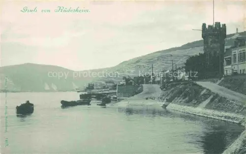 AK / Ansichtskarte RueDESHEIM am Rhein Hessen Partie am Rhein