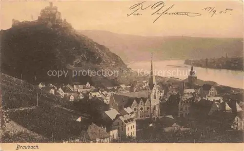 AK / Ansichtskarte Braubach Rhein Rheinland-Pfalz Teilansicht mit Blick auf den Rhein