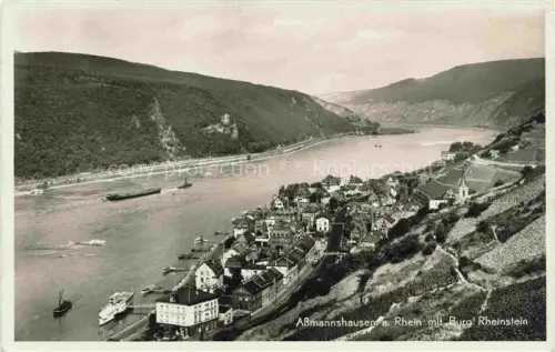 AK / Ansichtskarte AssMANNSHAUSEN Rhein Panorama Blick ueber den Rhein mit Burg Rheinstein