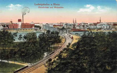 AK / Ansichtskarte LUDWIGSHAFEN  Rhein Rheinbruecke und Walzmuehle