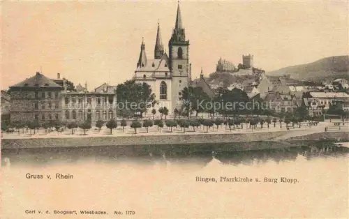 AK / Ansichtskarte Bingen Rhein Rheinland-Pfalz Blick ueber den Rhein Pfarrkirche Burg Klopp