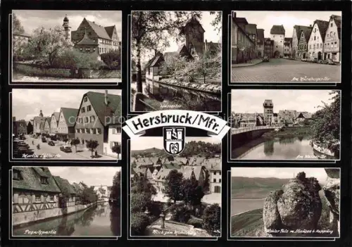 AK / Ansichtskarte Hersbruck Bayern Schloss Martin Lutherstr Pegnitzpartie Wasserstr Blick zum Michelsberg Nuernberger Tor Hohler Fels mit Stausee