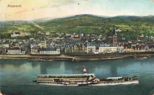 AK / Ansichtskarte Boppard Rhein Rheinland-Pfalz Panorama Blick ueber den Rhein Dampfer