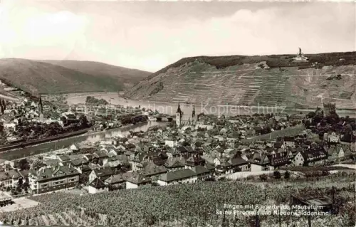 AK / Ansichtskarte Bingen Rhein Rheinland-Pfalz Panorama mit Bingerbrueck Maeuseturm Ruine Ehrenfels und Niederwalddenkmal