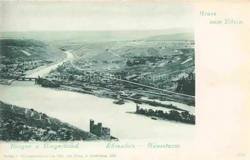 AK / Ansichtskarte Bingen Rhein Rheinland-Pfalz Panorama mit Bingerbrueck Burg Ehrenfels und Maeuseturm