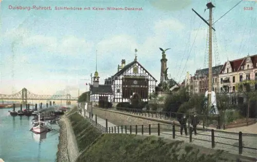 AK / Ansichtskarte DUISBURG  Ruhrort Schifferboerse mit Kaiser-Wilhelm-Denkmal
