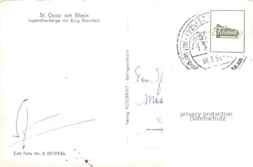 AK / Ansichtskarte St Goar Rhein Jugendherberge mit Burg Rheinfels