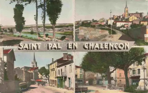 AK / Ansichtskarte Saint-Pal-en-Chalencon Saint-Pal-de-Chalencon Yssingeaux 43 Haute-Loire Panorama Vue generale Le Bourg La Place