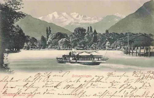 AK / Ansichtskarte Scherzligen Thun BE Dampfer Seitenrad 