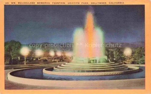 AK / Ansichtskarte HOLLYWOOD  Los Angeles California USA WM Mulholland Memorial Fountain Griffith Park