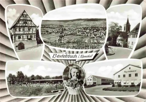 AK / Ansichtskarte Beutelsbach Weinstadt STUTTGART BW Panorama Motive Ortszentrum Fachwerkhaus Kirche Remstalkeller Freibad Weinreben