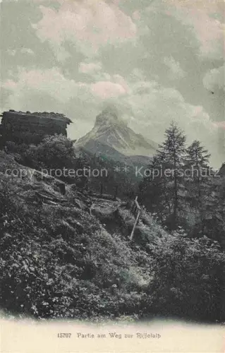 AK / Ansichtskarte Riffelalp 2928m Riffelhorn Zermatt VS Partie am Weg