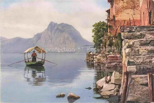 AK / Ansichtskarte Gandria Lago di Lugano Monte San Salvatore  Boot