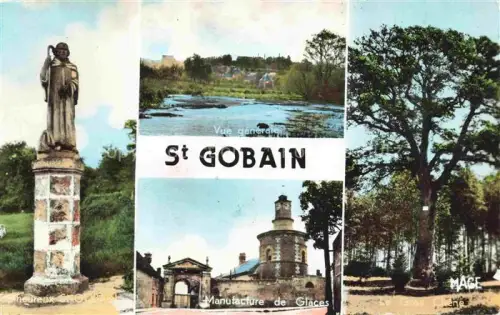 AK / Ansichtskarte St-Gobain Saint-Gobain Laon 02 Aisne Vue générale Monument Manufacture de Glace Le Gros Chêne