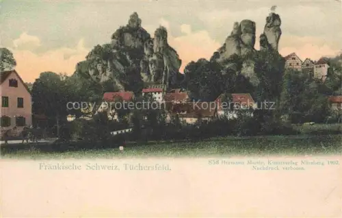 AK / Ansichtskarte Tuechersfeld Pottenstein Fraenkische Schweiz Bayern Teilansicht Felsformationen