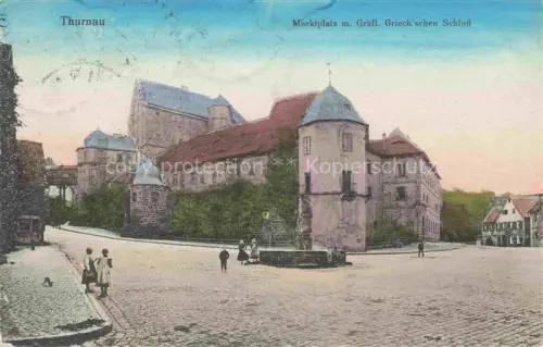 AK / Ansichtskarte Thurnau Kulmbach Bayern Marktplatz mit Graeflich Griech'schen Schloss
