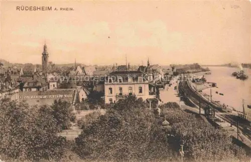AK / Ansichtskarte RueDESHEIM am Rhein Hessen Panorama Eisenbahn