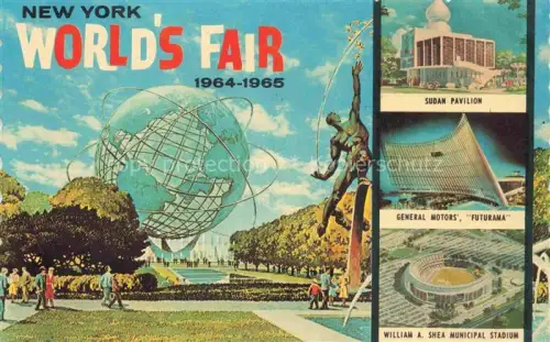 AK / Ansichtskarte NEW YORK City USA New York World's Fair 1964-1965 Unisphere Sudan Pavillon General Motors William A. Shea Municipal Stadium
