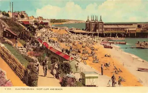 AK / Ansichtskarte Clacton-on-Sea Colchester Essex UK West Cliff and Beach