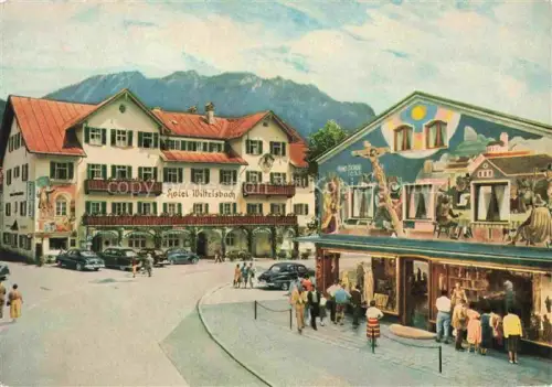 AK / Ansichtskarte OBERAMMERGAU Bayern Passionsspielort Hotel Wittelsbach Fresko Das Geluebde 1633