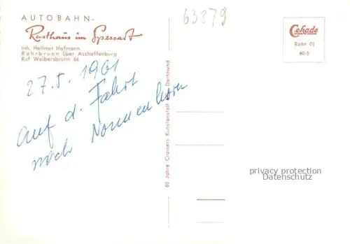 AK / Ansichtskarte Rohrbrunn Autobahn Rasthaus im Spessart Terrasse