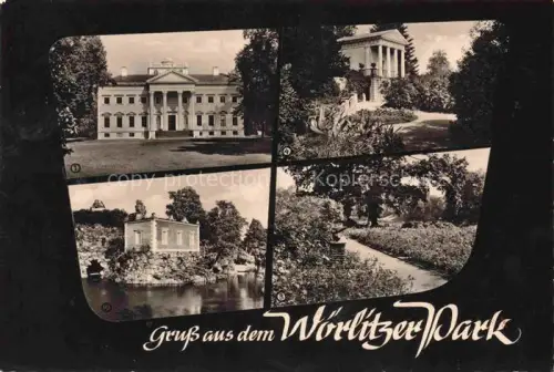AK / Ansichtskarte Woerlitz Sachsen-Anhalt Woerlitzer Park Schlossmuseum Der Stein Roseninsel Sonnenuhr Floratempel