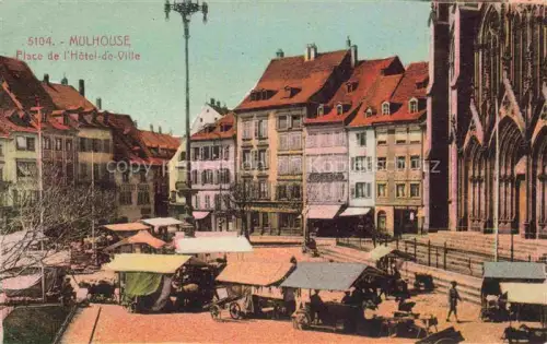 AK / Ansichtskarte MULHOUSE Muehlhausen 68 Haut-Rhin Place de l'Hôtel de Ville Marché
