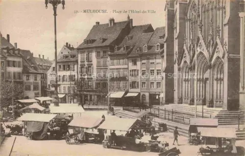 AK / Ansichtskarte MULHOUSE Muehlhausen 68 Haut-Rhin Place de l'Hôtel de Ville Jour de Marché