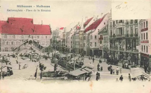 AK / Ansichtskarte MULHOUSE Muehlhausen 68 Haut-Rhin Place de la Réunion Jour de Marché Rathausplatz