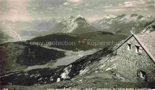 AK / Ansichtskarte Noerdlingerhuette 2242m Reiterspitze Karwendel Zirl Tirol AT Oberinntal hohe Munde Zugspitze Panorama