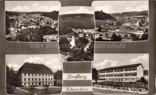AK / Ansichtskarte Strassberg Hohenzollern BW Kirche Fliegeraufnahme 
