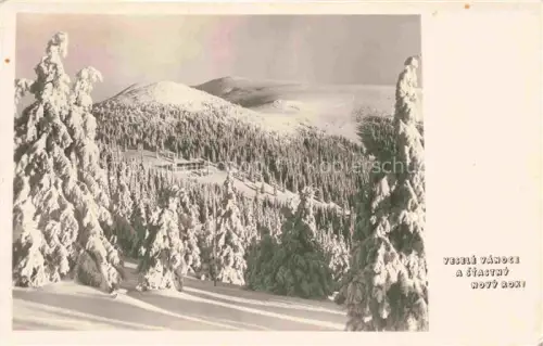 AK / Ansichtskarte Spindleruv Mlyn Spindelmuehle Riesengebirge CZ Vesele vanoce a Stastny