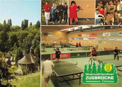 AK / Ansichtskarte Tischtennis Table-Tennis Tennis de Table Ping-Pong-- Sporthotel Zugbruecke Grenzau Hoehr Grenzhausen Koblenz Trier 