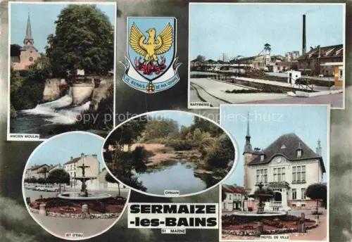 AK / Ansichtskarte Sermaize -les-Bains Vitry-le-Francois 51 Marne Kirche Brunnen Hotel de Ville 
