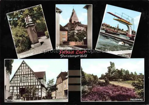 AK / Ansichtskarte Bad Laer Hotel Storck Wegweiser Brinekstrasse Freibad Sprungturm Heideweg