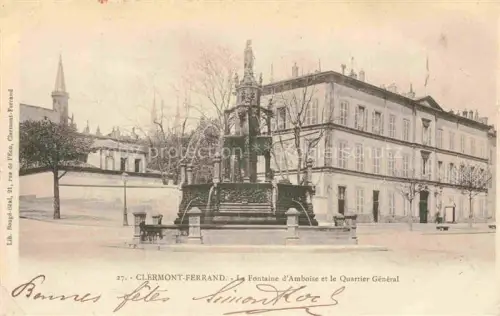 AK / Ansichtskarte Clermont-Ferrand 63 Puy-de-Dome Fontaine d'Amboise et le Quartier Général