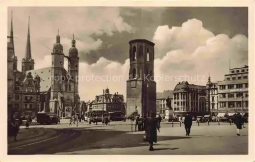 AK / Ansichtskarte HALLE  SAALE Marktplatz Kirche Roter Turm