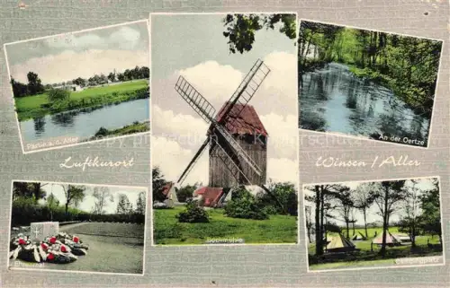 AK / Ansichtskarte Winsen Aller CELLE Niedersachsen Partie an der Aller und Oertze Bockmuehle Campingplatz Ehrenmal