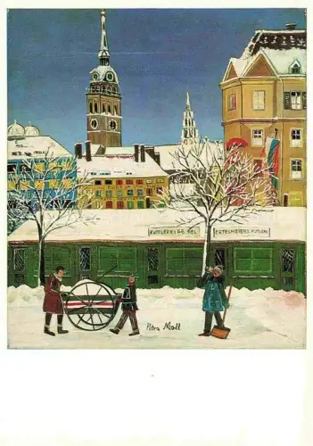 AK / Ansichtskarte MOLL Petra Kuenstlerkarte Viktualienmarkt im Winter Muenchen 