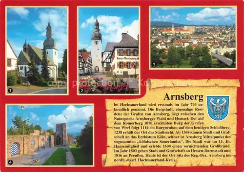AK / Ansichtskarte Chronik-AK Arnsberg Hochsauerland Stadtkapelle Glockenturm 
