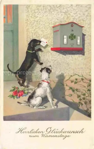 AK / Ansichtskarte Dackel Dachshund Teckel Hunde dogs Chiens Cani Briefbote 