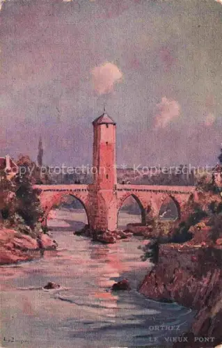 AK / Ansichtskarte Orthez PAU 64 Pyrenees-Atlantiques Le vieux pont Dessin Kuenstlerkarte