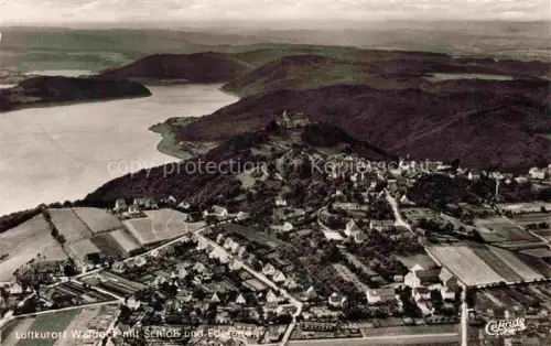 AK / Ansichtskarte Waldeck  Edersee Hessen Fliegeraufnahme mit Schloss