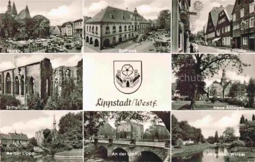 AK / Ansichtskarte Lippstadt Markt Rathaus Lange Strasse Stiftsruine Neue Anlagen An der Lippe An der Umflut Im gruenen Winkel