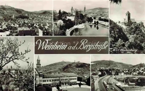 AK / Ansichtskarte WEINHEIM  Bergstrasse BW Panorama WSC Wachenburg Schule Ortspartie